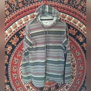 Billabong Flecker Cinco Pullover Hooded Long Sleeve Shirt Red and Grey